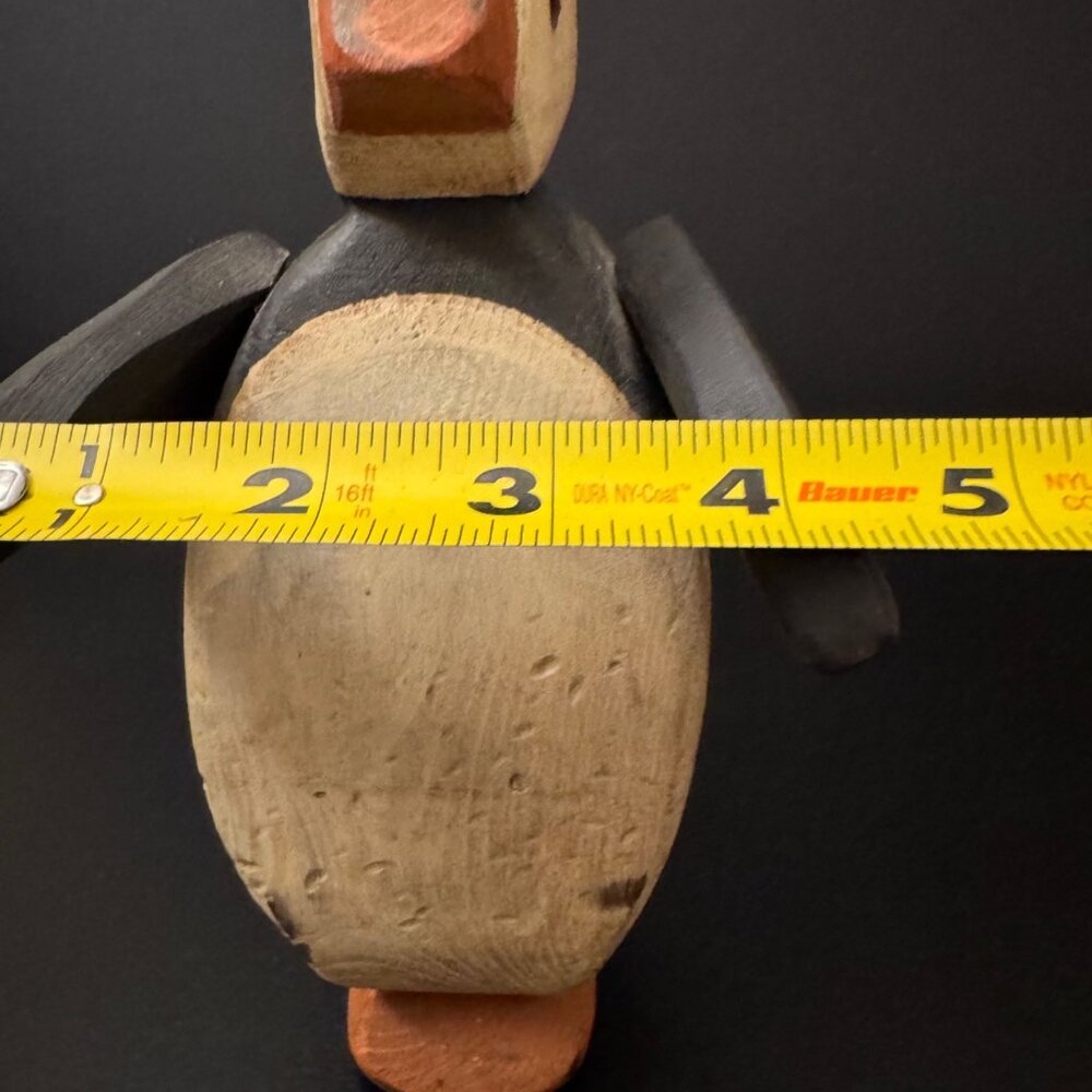 Hand-Carved Wooden Penguin Figurine Signed USKO Rustic Folk Art Wood - Picture 12 of 12